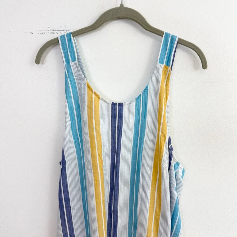 Anthropologie Awning Striped Maxi Dress Blue Yellow Size Medium - Picture 4 of 7